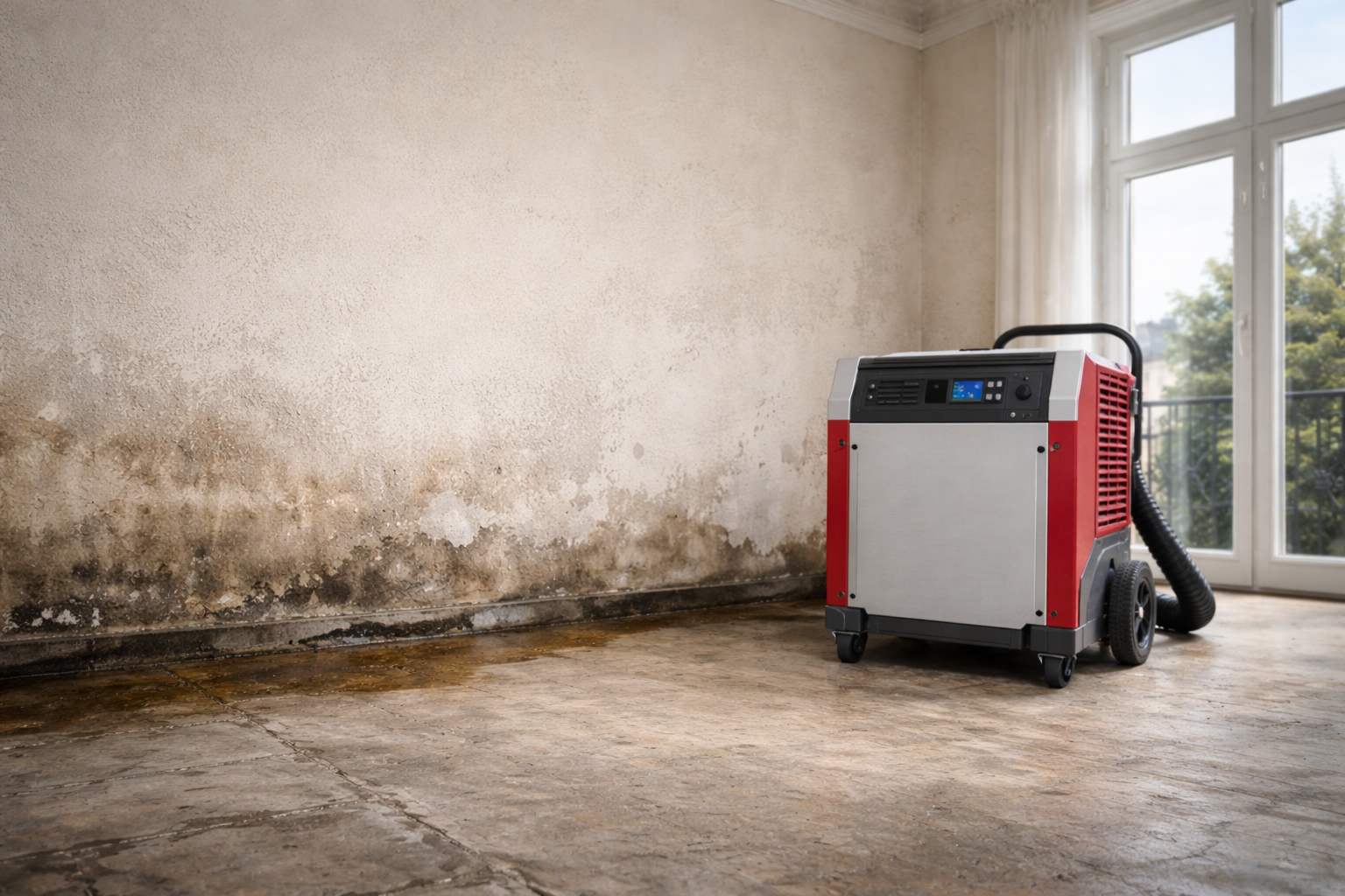 Bautrockner im Einsatz in einer Berliner Wohnung im Südwesten