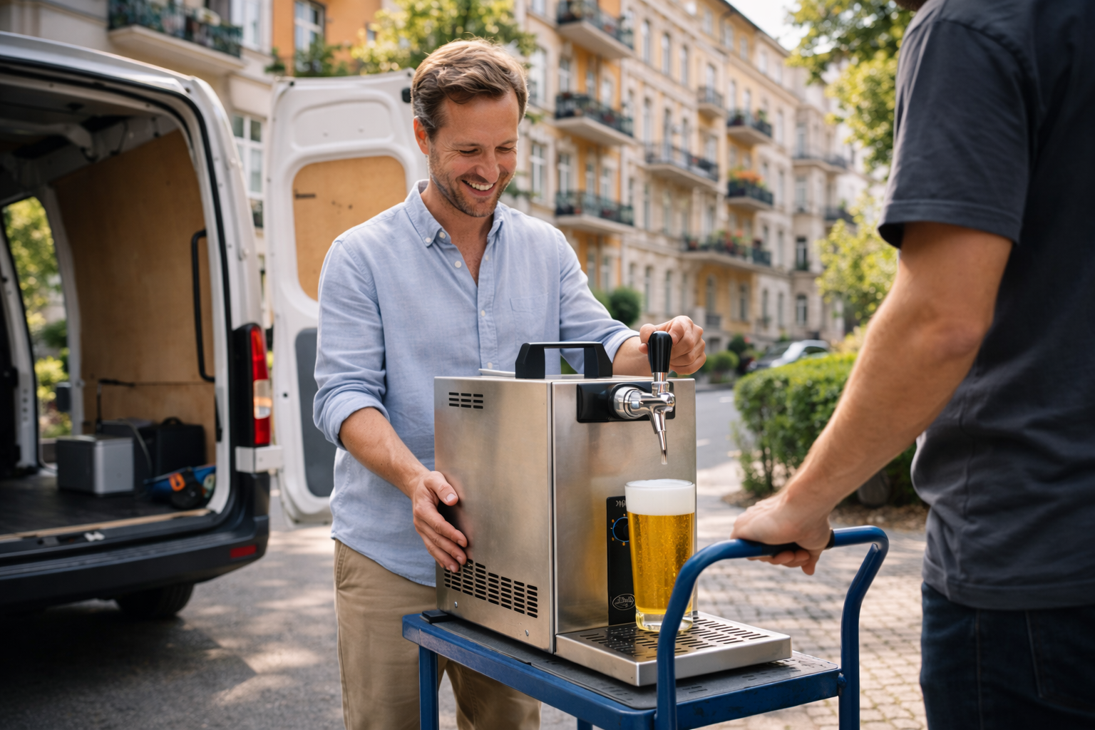 Aufbau und Lieferung einer mobilen Zapfanlage für Feier in Berlin